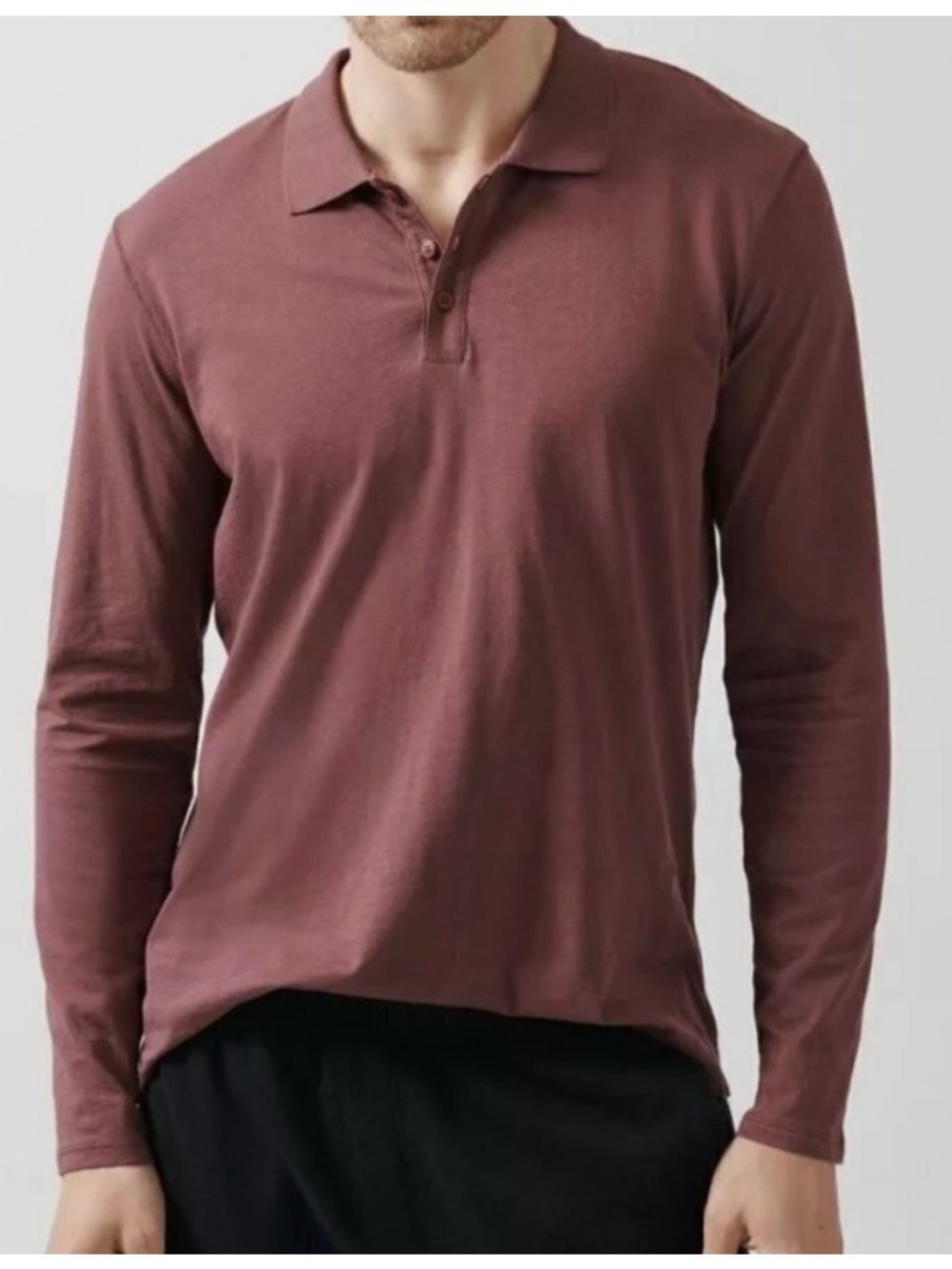 ATM Anthony Thomas Melillo Long Sleeve Polo — Dusty Mauve